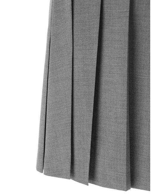 Vivetta Gray Light Wool Pleated Skirt