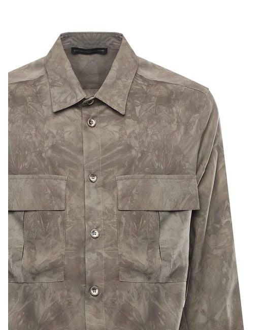 Giuliano Galiano Gray Kito Viscose Shirt for men