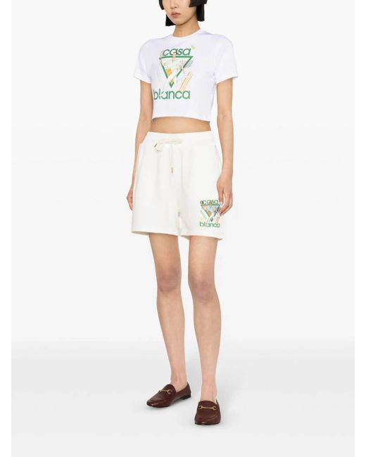 Casablancabrand White Le Jeu Embroidered Shorts