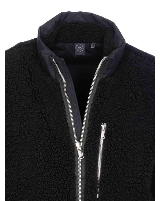 Moose Knuckles Black Down Jacket Frontal Zip Closure for men