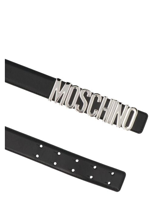 Moschino Black Logo Lettering Buckle Belt for men