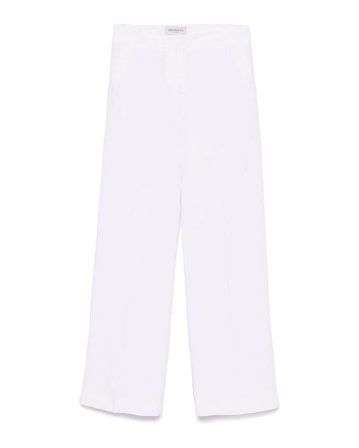 ERMANNO FIRENZE White Linen Blend Trousers