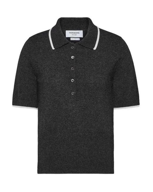 Thom Browne Black Browne 65 Jersey Intarsia Classic Ss Polo