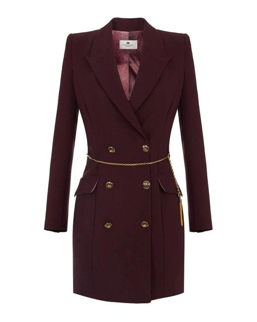 Elisabetta Franchi Purple Double-Breasted Short Dress