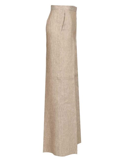 Max Mara Natural Chevron Linen Batavia Trousers