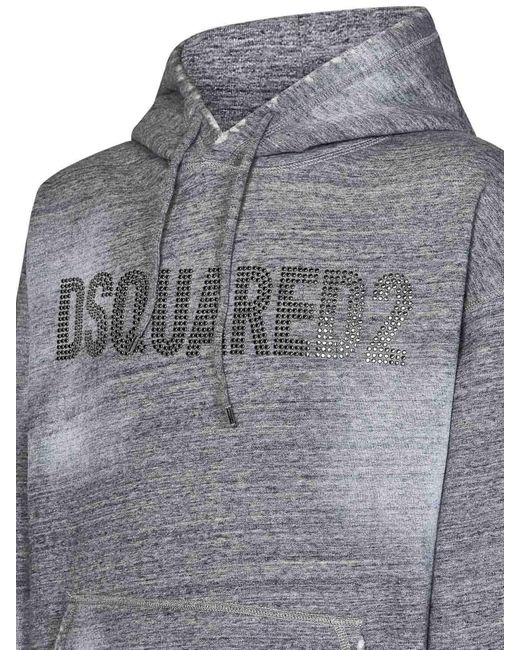 DSquared² Gray Brushed Cotton Fleece Hoodie for men