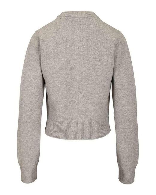 AMI Gray Ami Crew Neck Cardigan