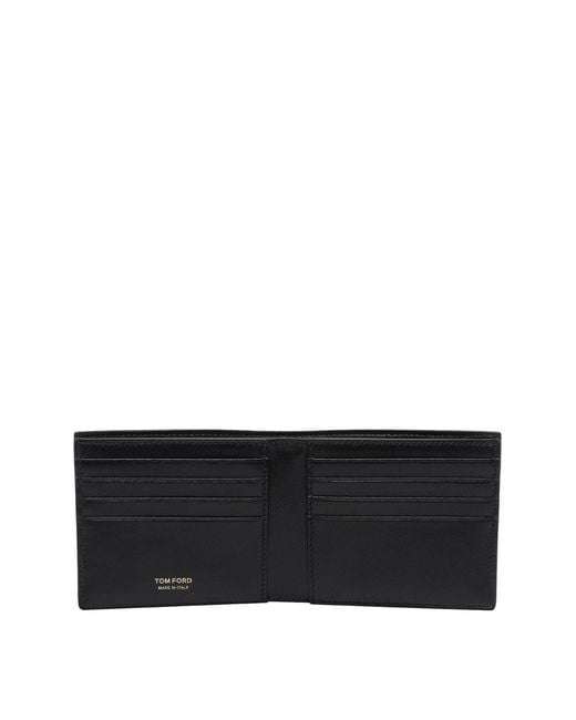 Tom Ford Black Classic Bifold Croco Wallet for men