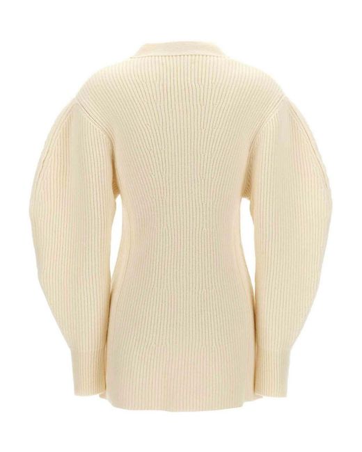 Jil Sander Natural Ribbed Cardigan