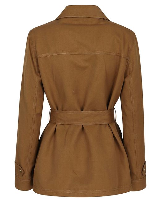Fay Brown Shirt Style Belted Coat