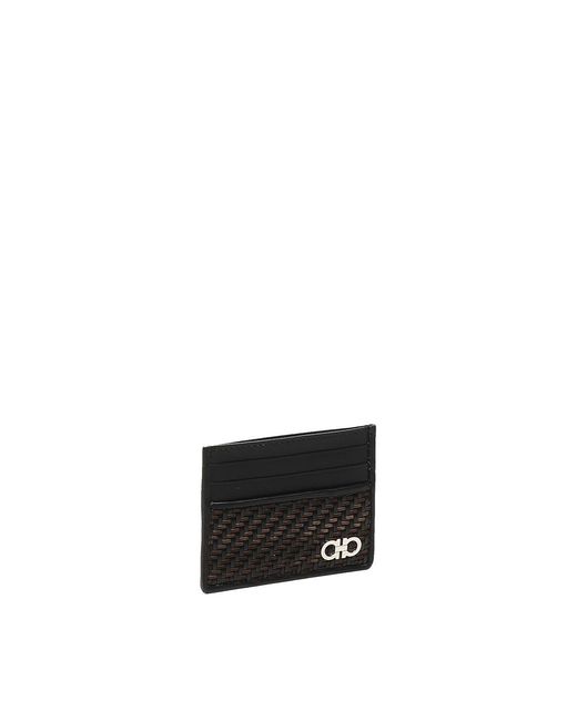 Ferragamo White Card Holder With Woven for men