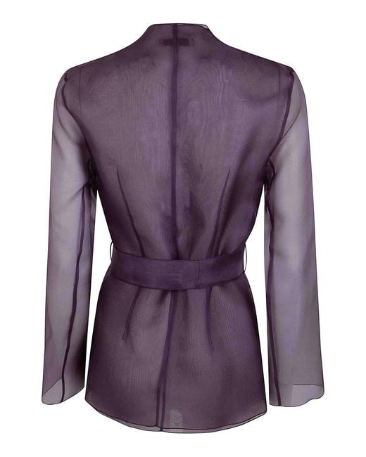 Antonelli Purple Elia Organza Silk Belted Waist Coat