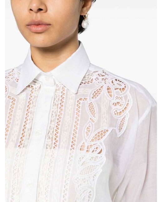 Ermanno Scervino White Embroidered Cotton Shirt