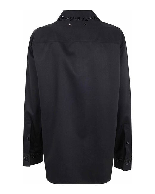 Golden Goose Deluxe Brand Black "Journey W's" Pajama Shirt With Patch Pockets And Designe