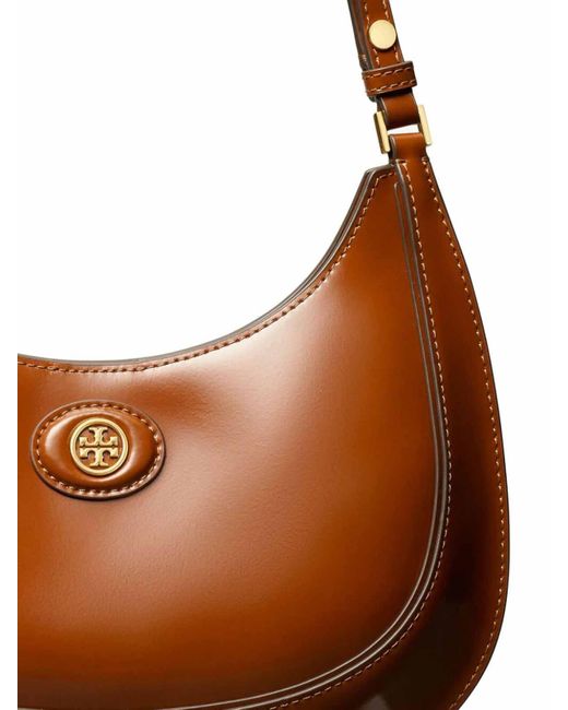 Tory Burch Brown Robinson Leather Shoulder Bag