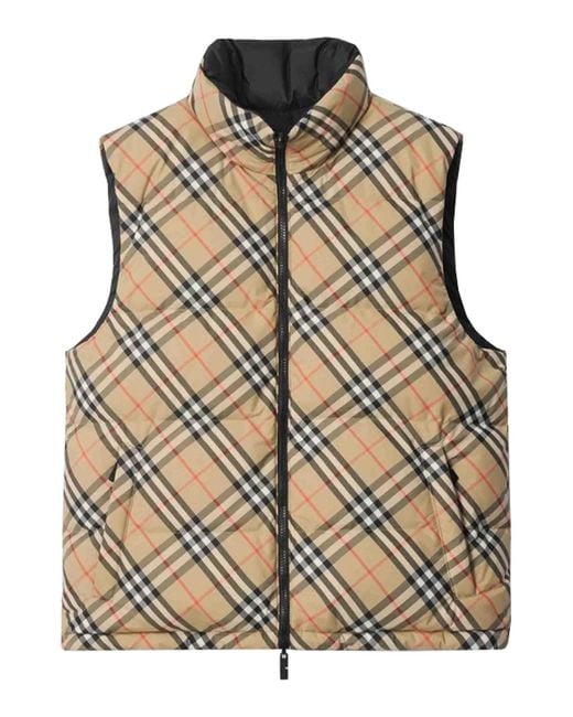 Piumino Smanicato Snoshill Check Reversibile-Uomo di Burberry in Brown da Uomo