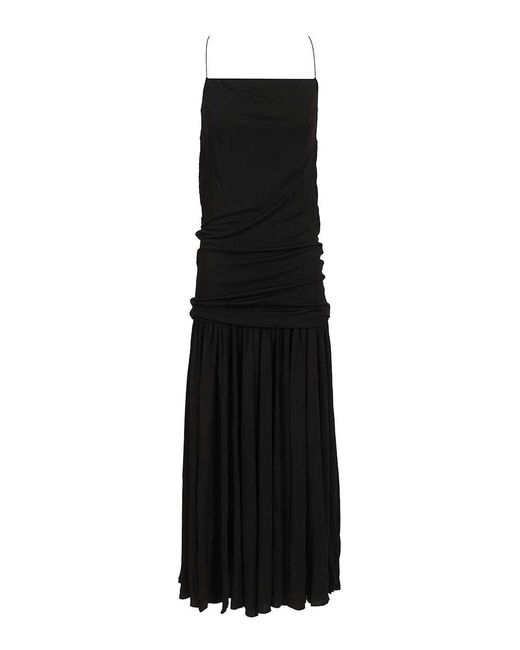 Jacquemus Black Abiha Gathered Jersey Midi Dress