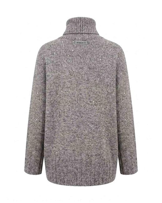 Pinko Gray Dresda Turtle Neck Sweater