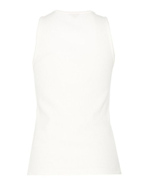 Bottega Veneta White Cotton Rib Jersey Tank Top