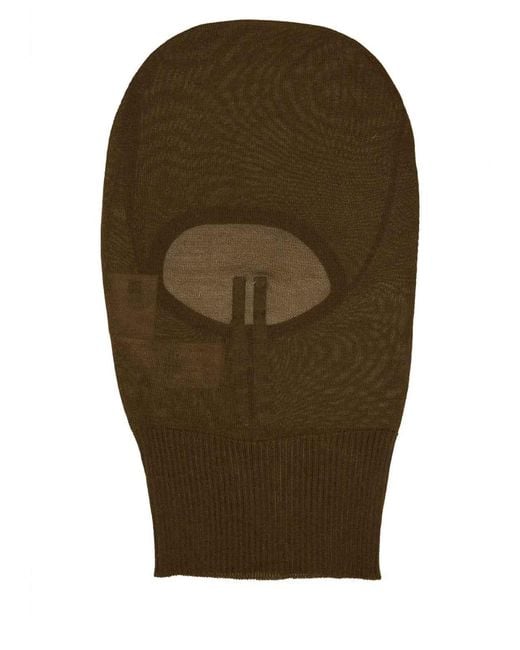 Rick Owens Green Knitted Balaclava for men