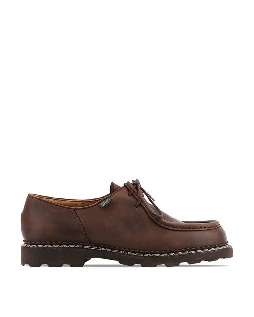 Paraboot Brown Leather Lace-Up Derby Shoes for men