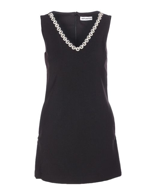 Self-Portrait Black Crystal Mini Dress