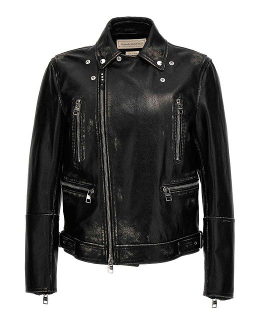 Alexander McQueen Black Essential Biker Jacket Quilted for men
