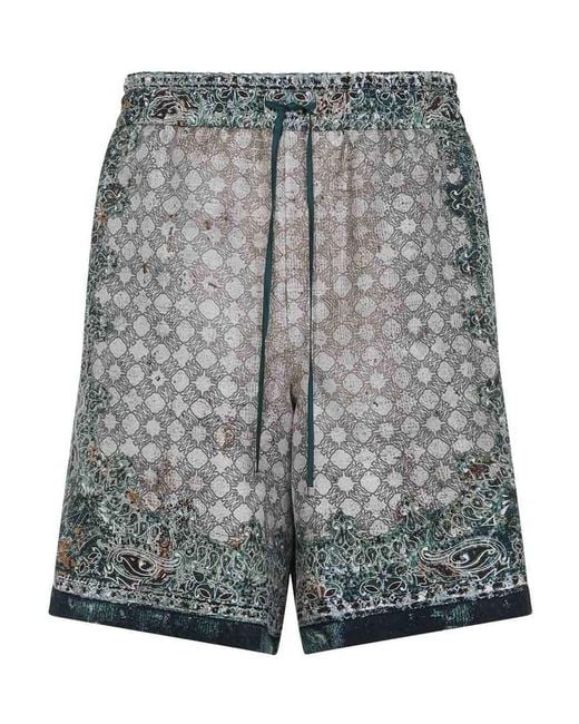 Amiri Gray Bandana Bermuda for men
