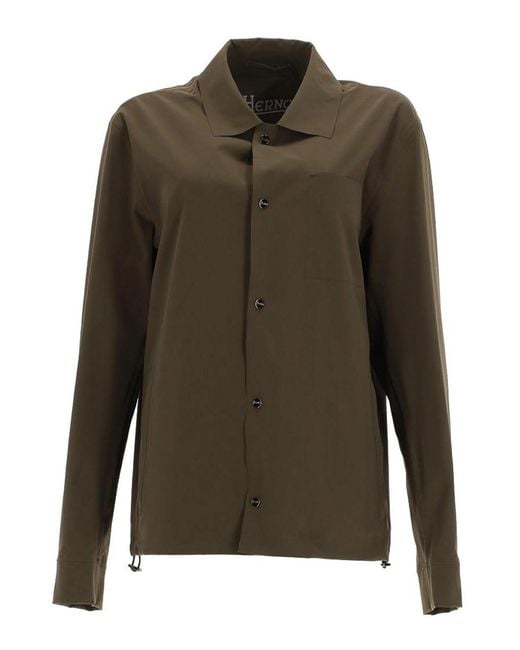 Herno Green Stretch Fabric Shacket for men