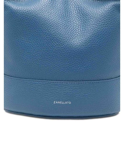 Zanellato Blue Monda Daily Small Leather Bucket Bag