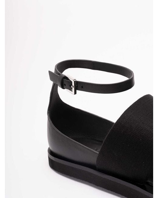 Max Mara Black Leather Flat Sandals