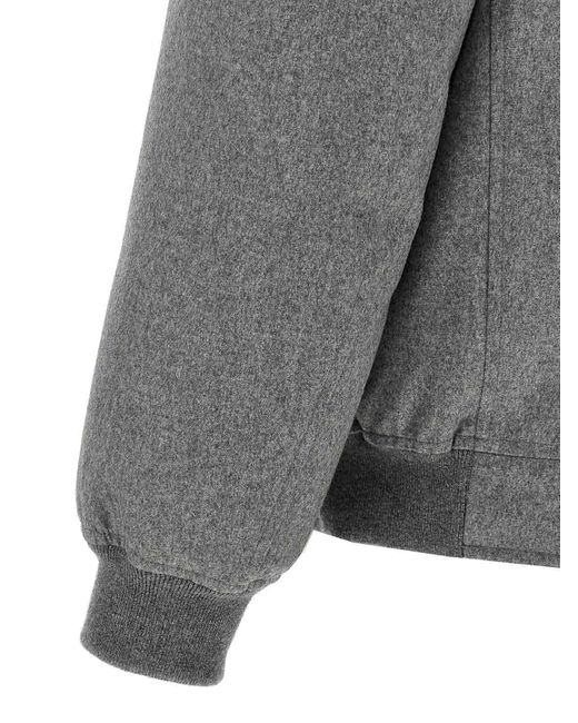 Brunello Cucinelli Gray Sherling Neck Bomber Jacket for men