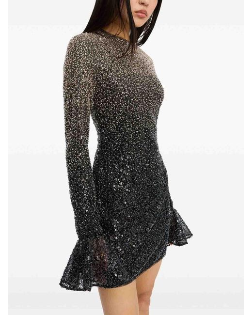 ROTATE BIRGER CHRISTENSEN Black Short Dress With Long Sleeves