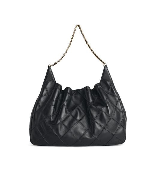 Tory Burch Black Shopping Fleming Grande' Leather Bag