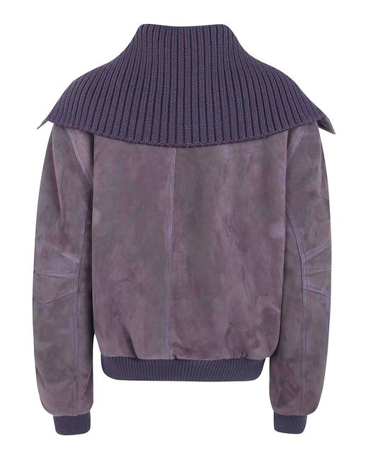 The Attico Purple Suede Bomber Jacket