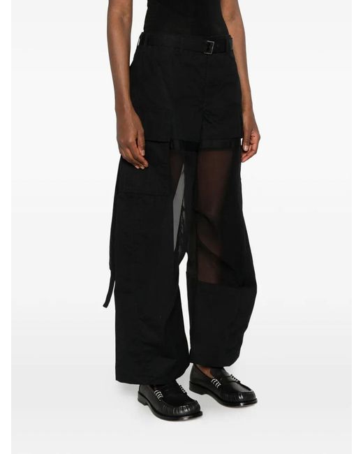 Sacai Black Cotton Coating Pants