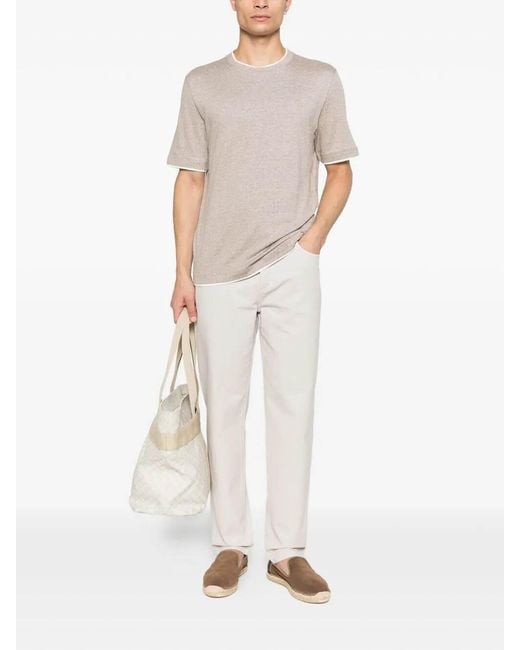Brunello Cucinelli White T-Shirt With Faux-Layering for men