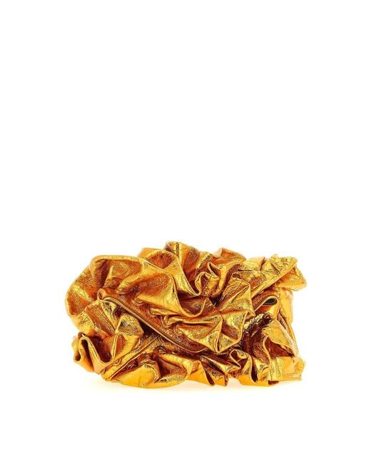 Dries Van Noten Orange Ruffle Clutch