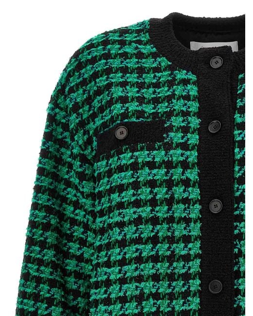 MSGM Green Tweed Cardigan Sweater