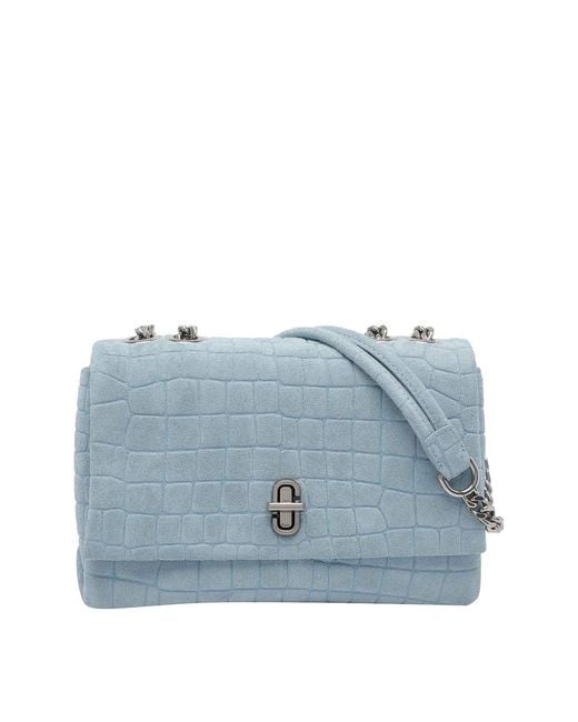 Marc Jacobs Blue The Suede Croc Slim Dual Shoulder Bag