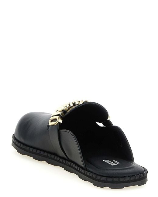 Moschino Black Leather Sabots for men