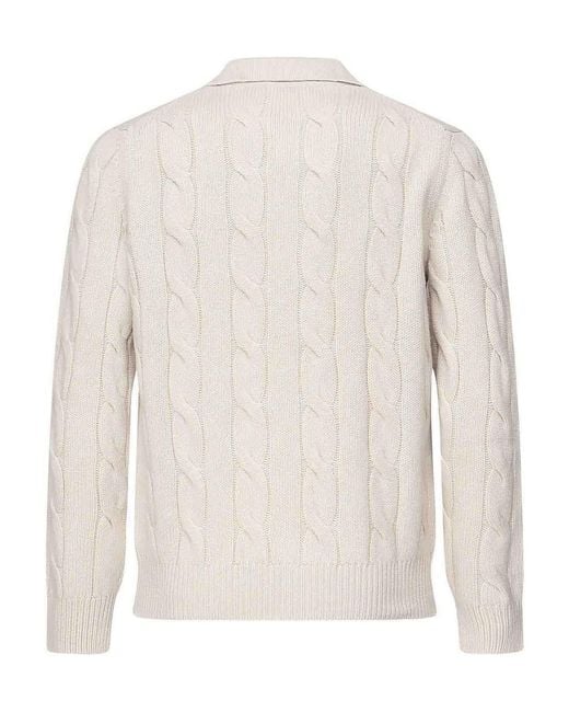 Giuliano Galiano White Ribbed Cardigan Jacket for men