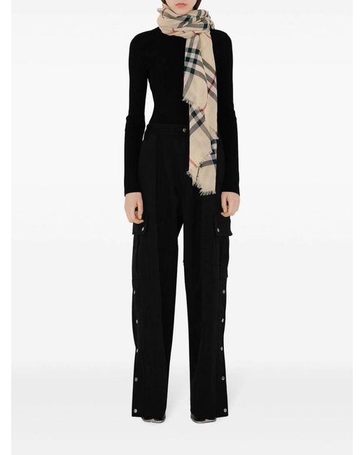Burberry Gray Giant Check Wool Scarf
