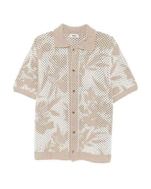 Altea White Floreal Print Short Sleeve Shirt for men