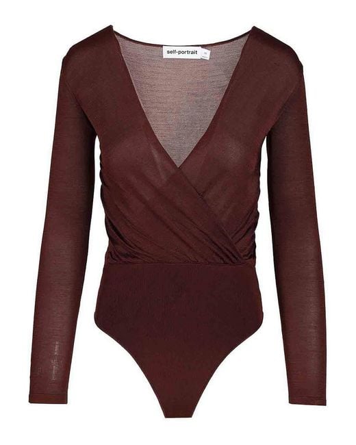 Self-Portrait Purple Knitted Bodysuit