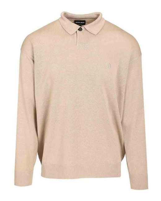 Giorgio Armani Natural Long-Sleeved Polo Shirt for men