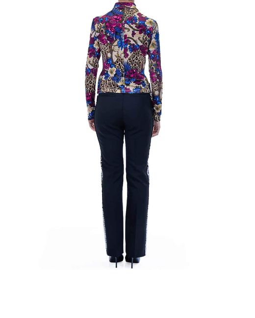 Just Cavalli White Flowers Leopard Shirt