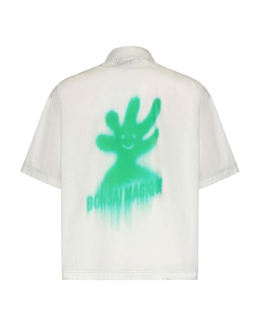 Bonsai White Printed Cotton Shirt for men