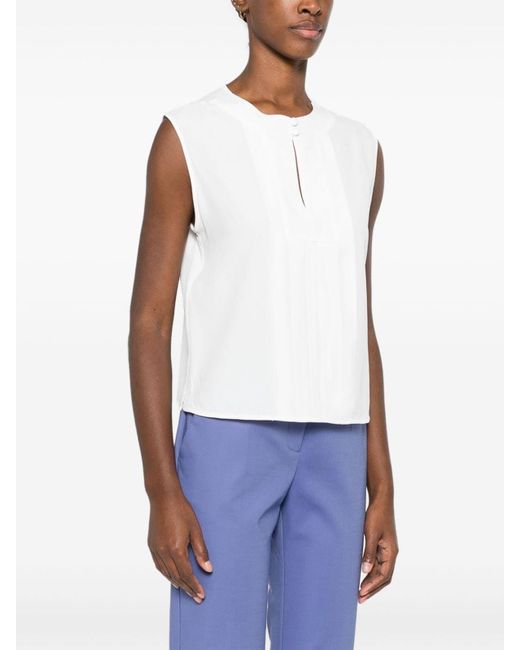 Emporio Armani White Crepe De Chine Top