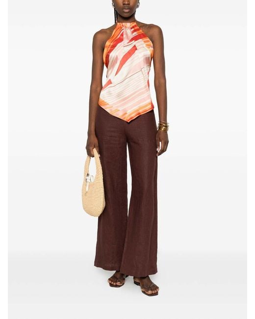 Raquel Diniz Pink Silk Scarf-Effect Top
